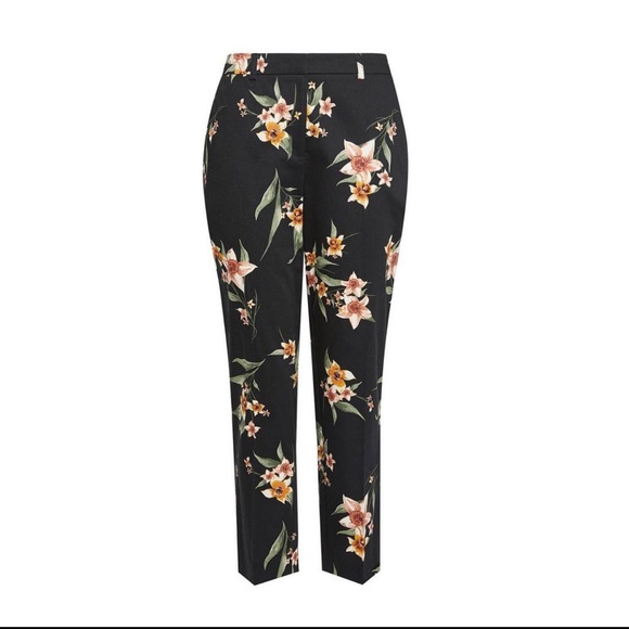 FLORAL PRINT ANKLE GRAZER TROUSERS - Picture 2 of 2